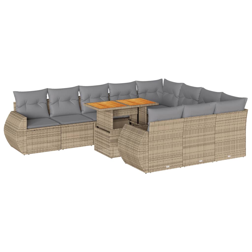 11-delige Tuinset met kussens poly rattan beige is nu te koop bij PeponiXL, paradijselijk wonen!