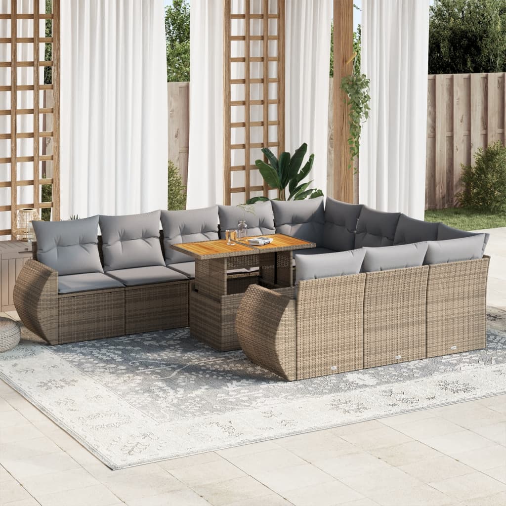 11-delige Tuinset met kussens poly rattan beige is nu te koop bij PeponiXL, paradijselijk wonen!