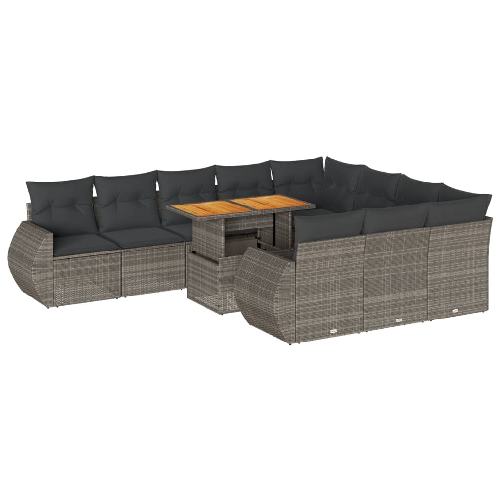 11-delige Loungeset met kussens poly rattan grijs is nu te koop bij PeponiXL, paradijselijk wonen!