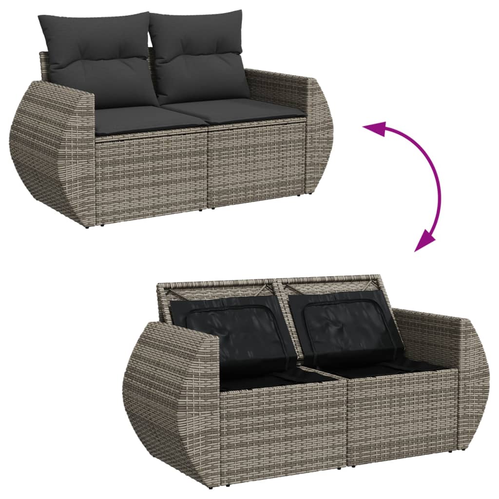 11-delige Loungeset met kussens poly rattan grijs is nu te koop bij PeponiXL, paradijselijk wonen!