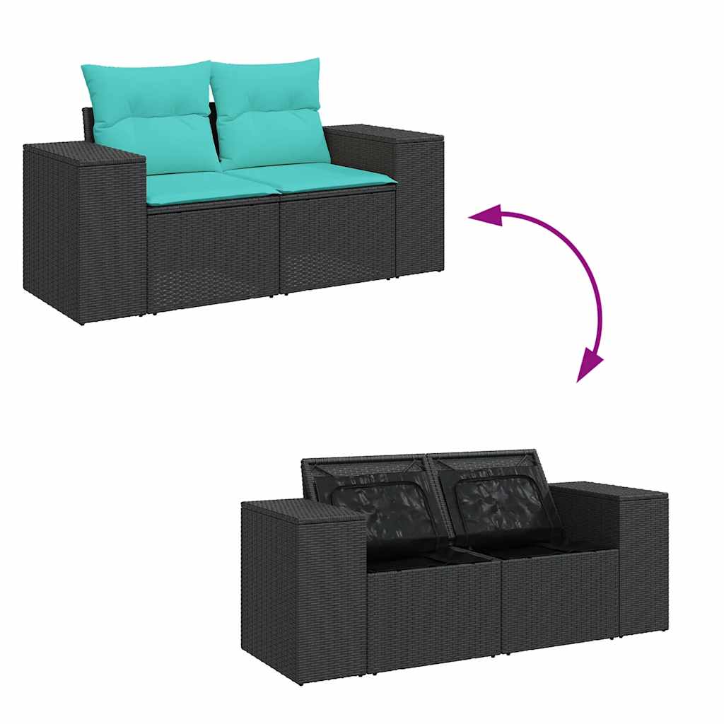 6-delige Loungeset met kussens poly rattan zwart is nu te koop bij PeponiXL, paradijselijk wonen!