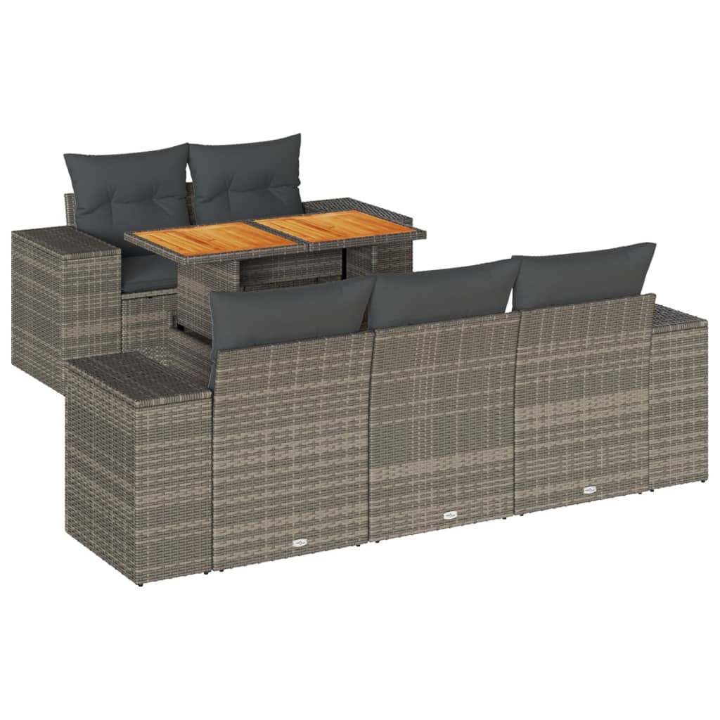 6-delige Loungeset met kussens poly rattan grijs is nu te koop bij PeponiXL, paradijselijk wonen!