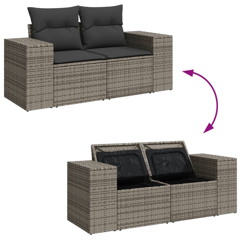 6-delige Loungeset met kussens poly rattan grijs is nu te koop bij PeponiXL, paradijselijk wonen!