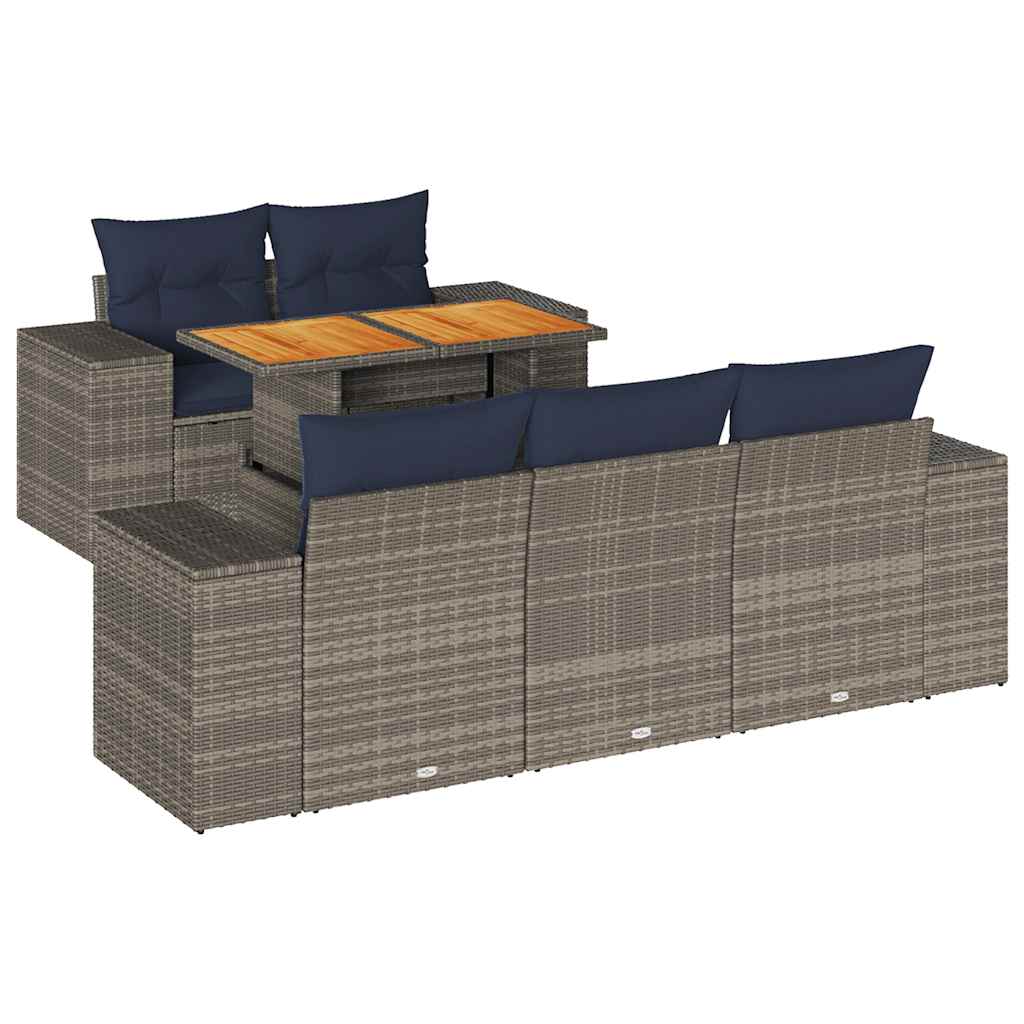 6-delige Loungeset met kussens poly rattan grijs is nu te koop bij PeponiXL, paradijselijk wonen!