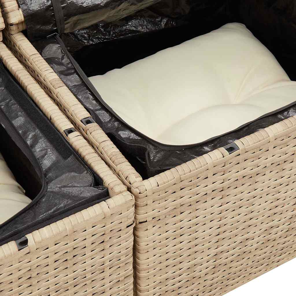 7-delige Loungeset met kussens poly rattan beige is nu te koop bij PeponiXL, paradijselijk wonen!