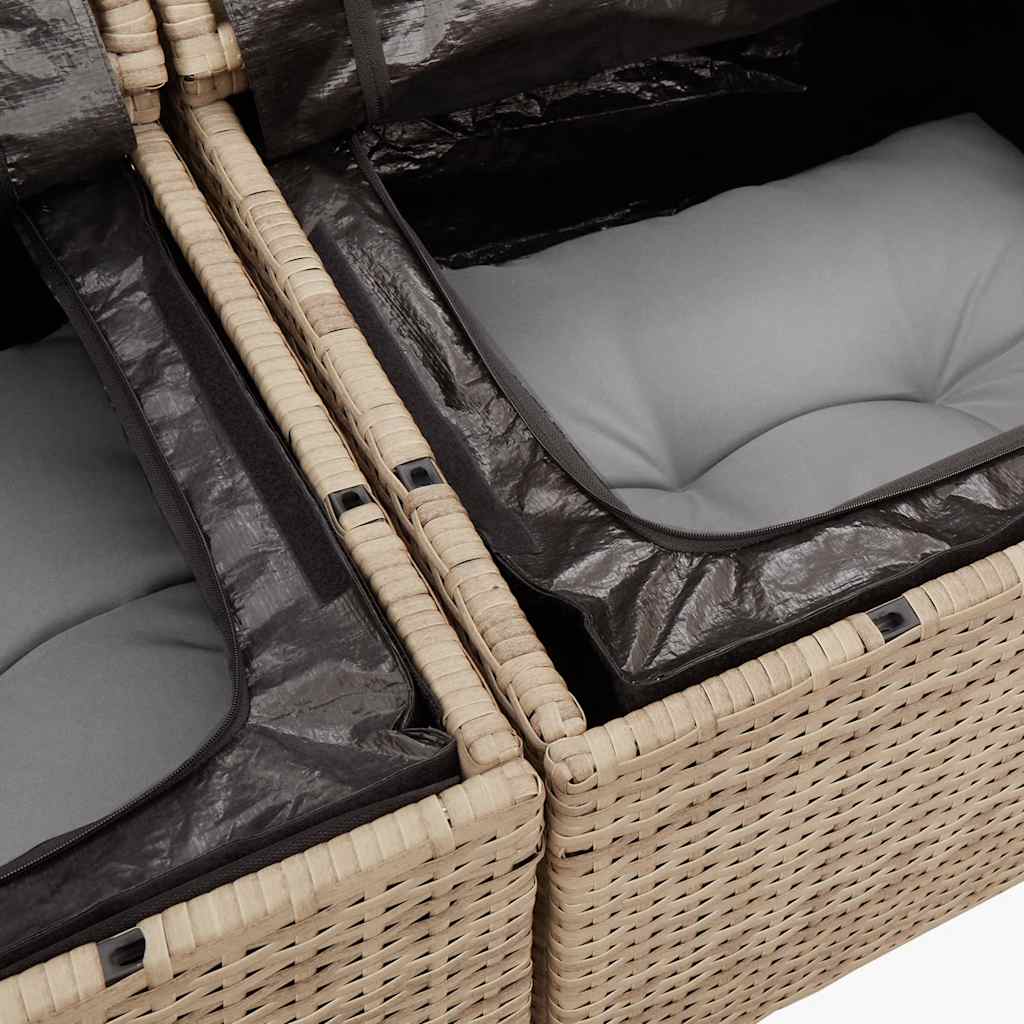 7-delige Loungeset met kussens poly rattan beige is nu te koop bij PeponiXL, paradijselijk wonen!