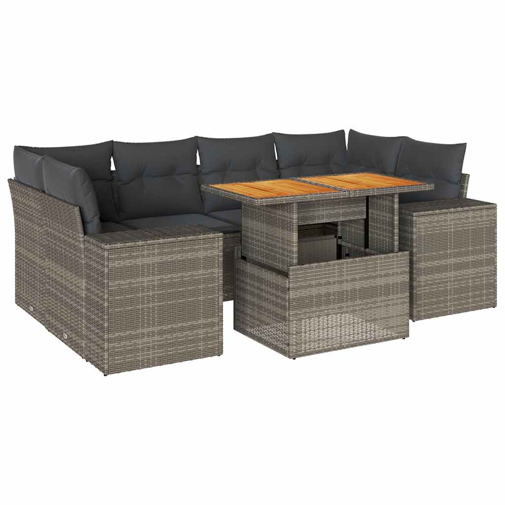 7-delige Loungeset met kussens poly rattan grijs is nu te koop bij PeponiXL, paradijselijk wonen!