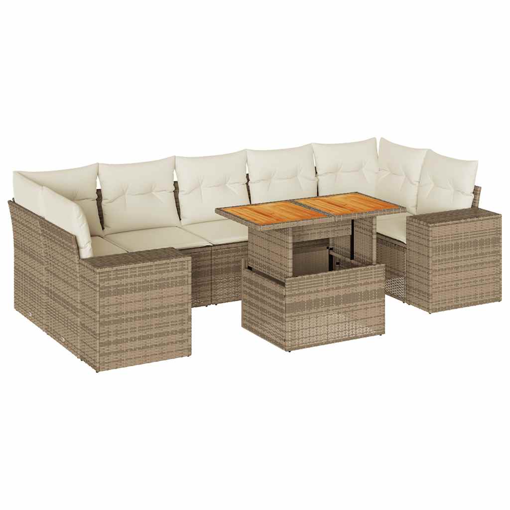 8-delige Loungeset met kussens poly rattan beige is nu te koop bij PeponiXL, paradijselijk wonen!