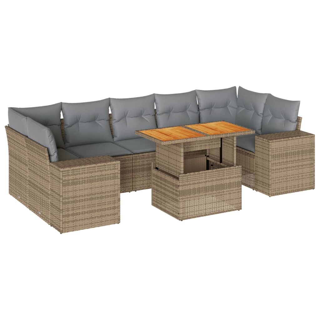 8-delige Loungeset met kussens poly rattan beige is nu te koop bij PeponiXL, paradijselijk wonen!