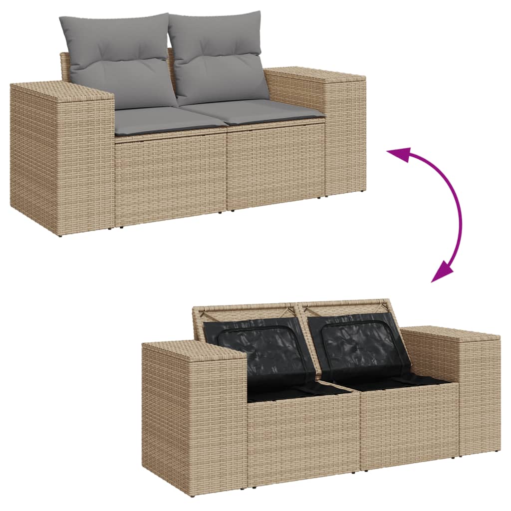 8-delige Loungeset met kussens poly rattan beige is nu te koop bij PeponiXL, paradijselijk wonen!