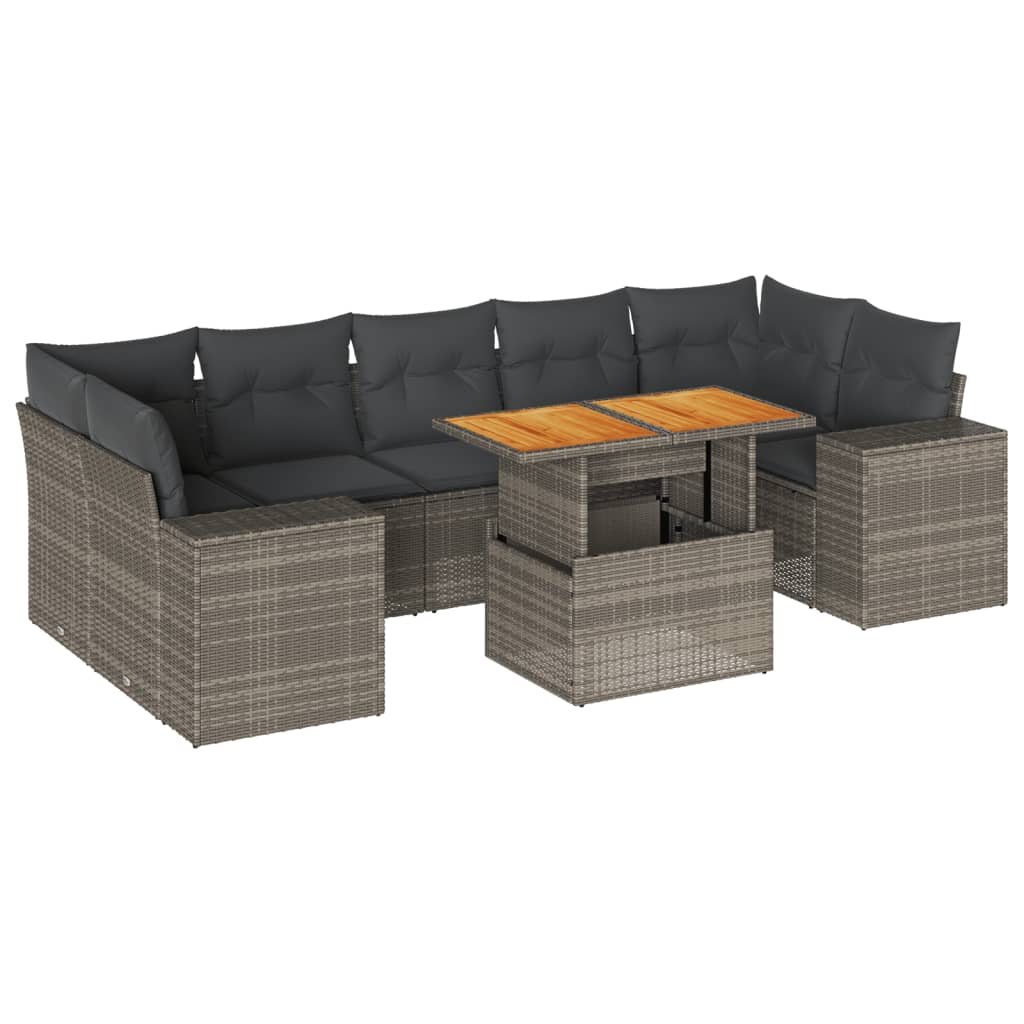 8-delige Loungeset met kussens poly rattan grijs is nu te koop bij PeponiXL, paradijselijk wonen!
