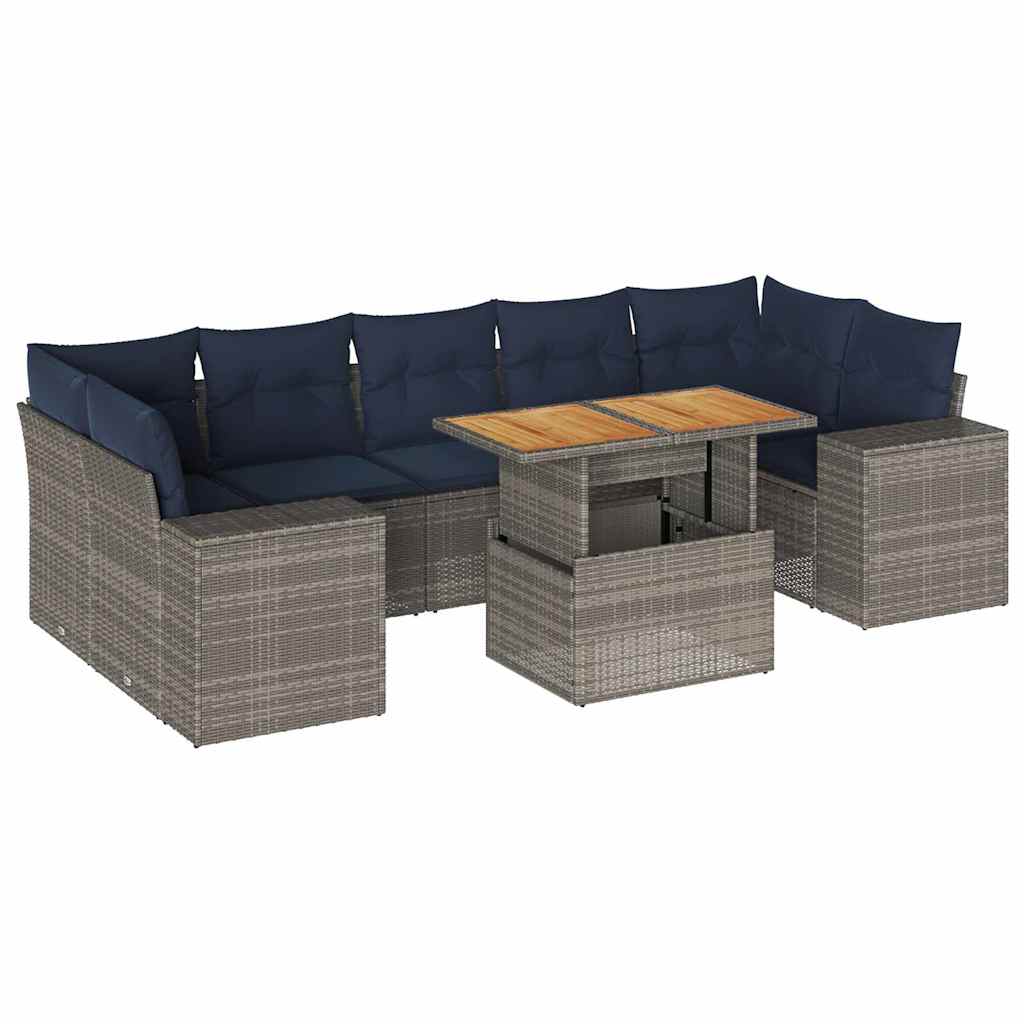 8-delige Loungeset met kussens poly rattan grijs is nu te koop bij PeponiXL, paradijselijk wonen!