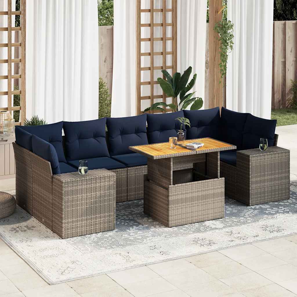 8-delige Loungeset met kussens poly rattan grijs is nu te koop bij PeponiXL, paradijselijk wonen!
