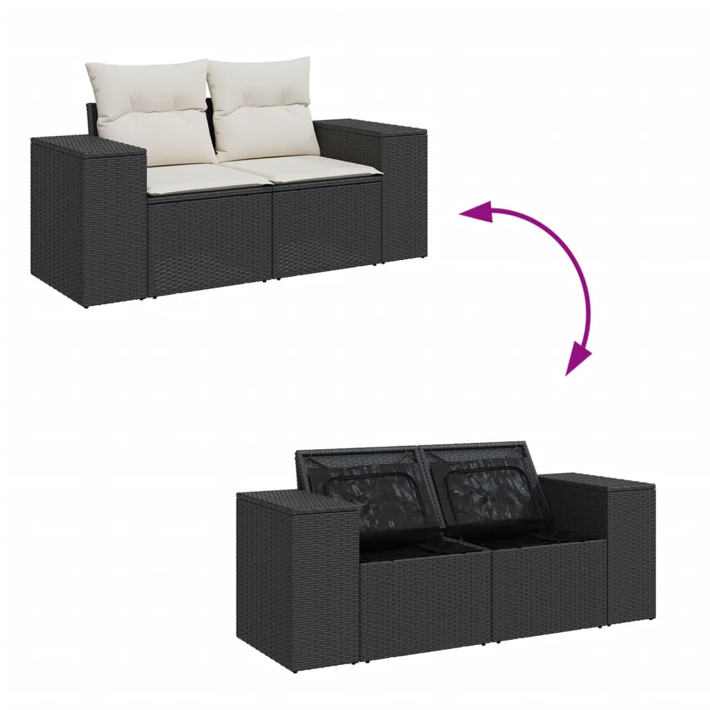 9-delige Loungeset met kussens poly rattan zwart is nu te koop bij PeponiXL, paradijselijk wonen!