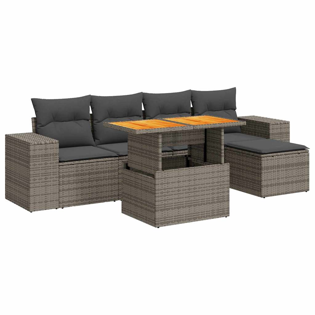 6-delige Loungeset met kussens poly rattan grijs is nu te koop bij PeponiXL, paradijselijk wonen!