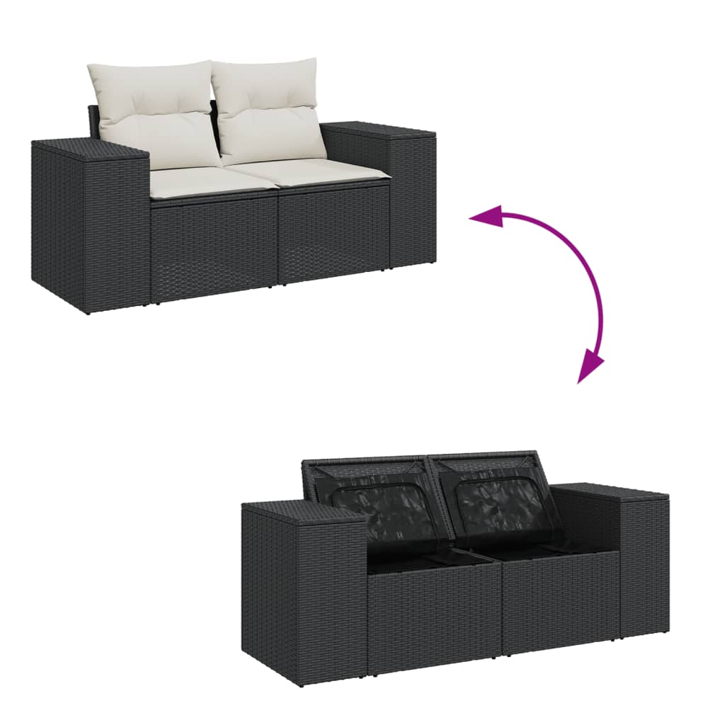 6-delige Loungeset met kussens poly rattan zwart is nu te koop bij PeponiXL, paradijselijk wonen!