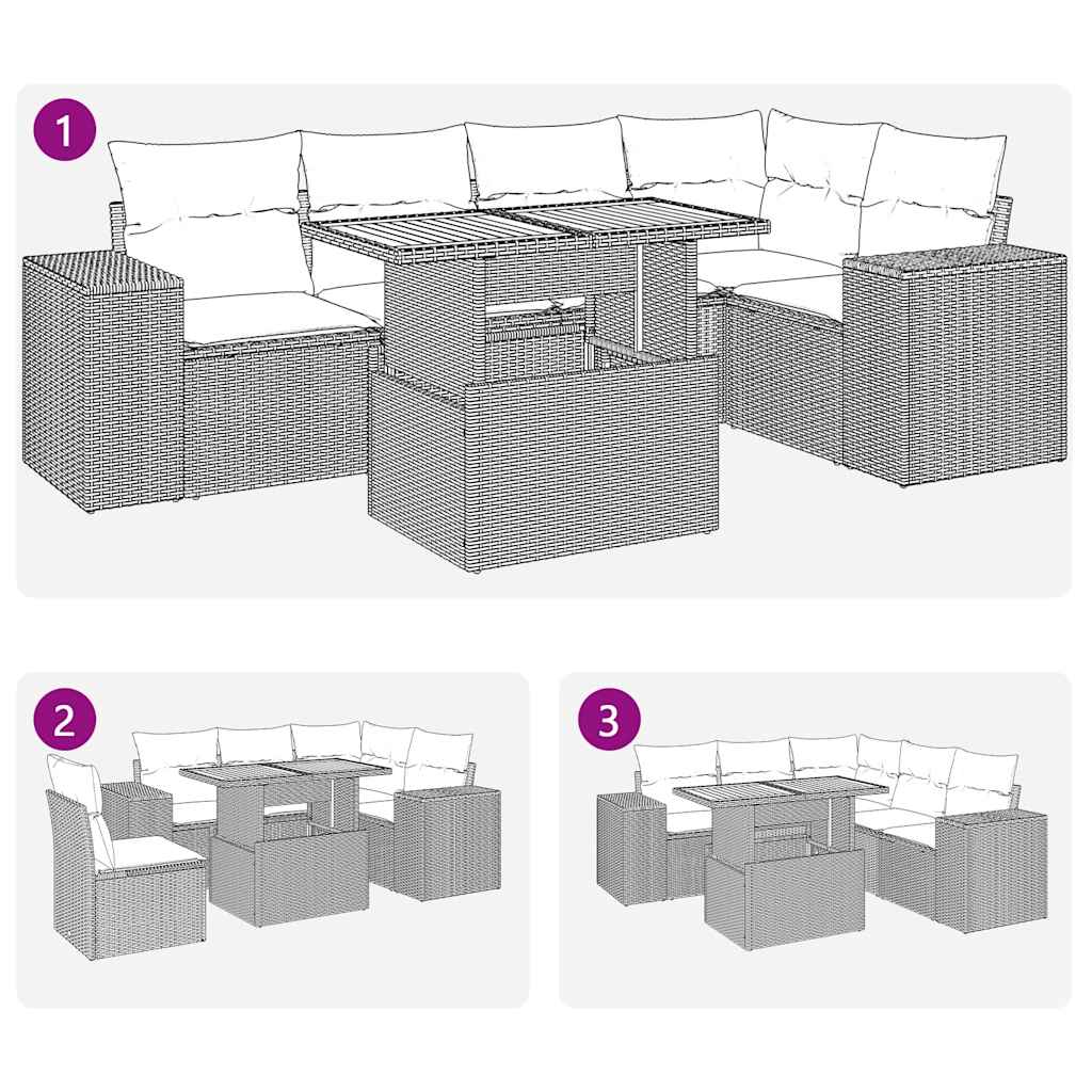 6-delige Loungeset met kussens poly rattan zwart is nu te koop bij PeponiXL, paradijselijk wonen!