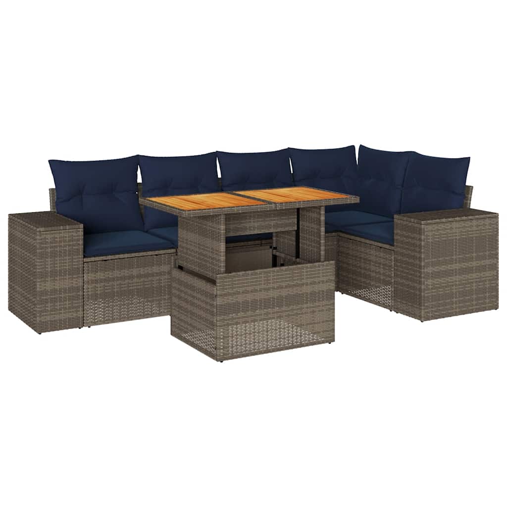6-delige Loungeset met kussens poly rattan grijs is nu te koop bij PeponiXL, paradijselijk wonen!