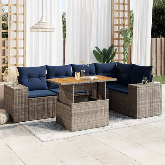 6-delige Loungeset met kussens poly rattan grijs is nu te koop bij PeponiXL, paradijselijk wonen!