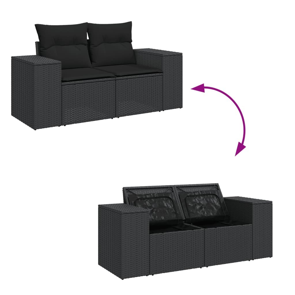 7-delige Loungeset met kussens poly rattan zwart is nu te koop bij PeponiXL, paradijselijk wonen!