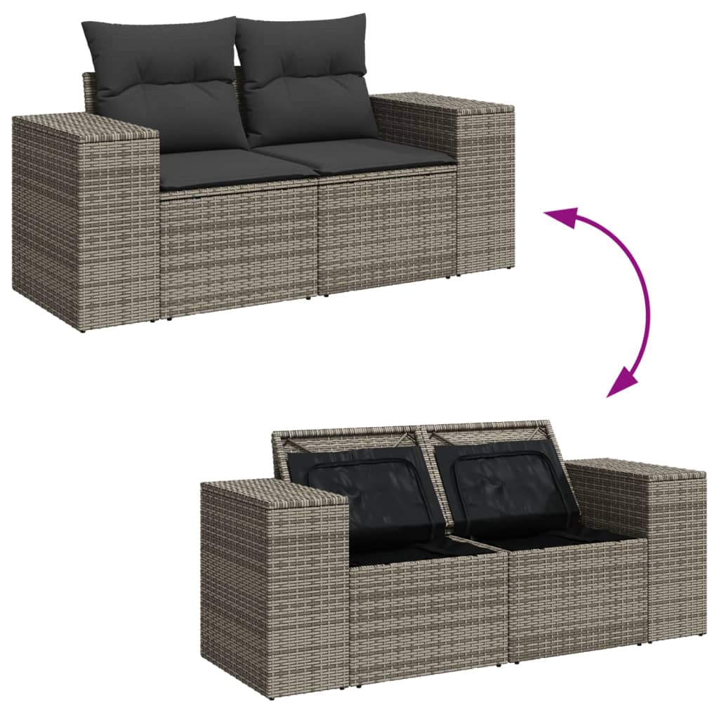 7-delige Loungeset met kussens poly rattan grijs is nu te koop bij PeponiXL, paradijselijk wonen!