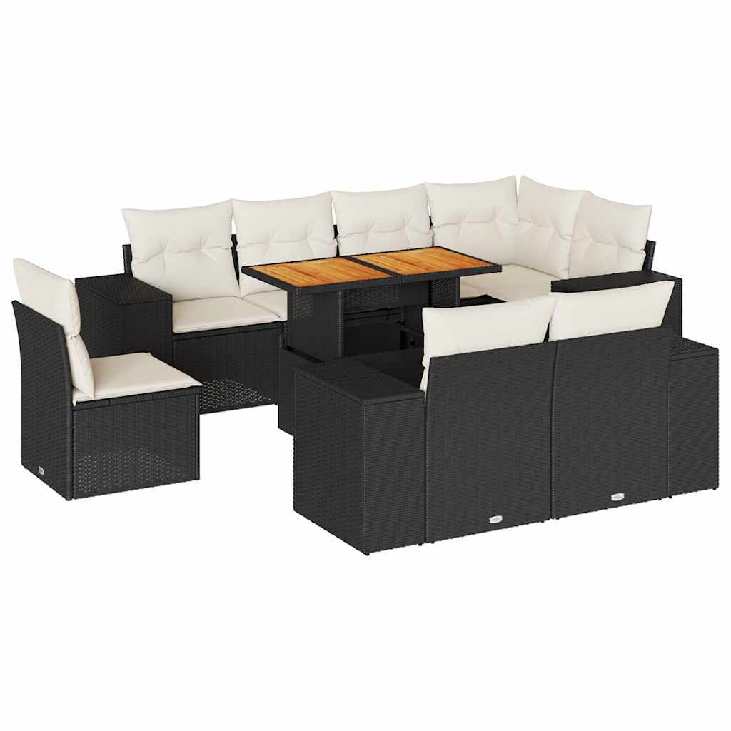 9-delige Loungeset met kussens poly rattan zwart is nu te koop bij PeponiXL, paradijselijk wonen!
