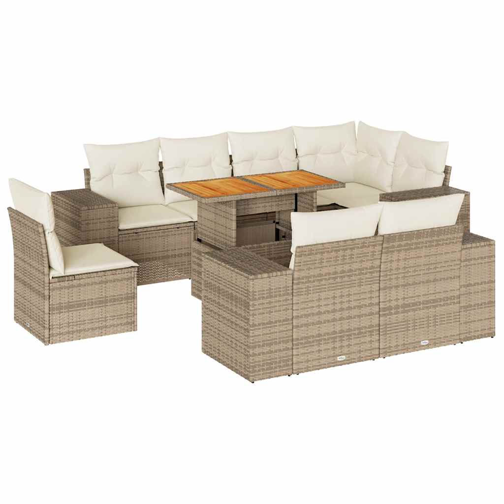 9-delige Loungeset met kussens poly rattan beige is nu te koop bij PeponiXL, paradijselijk wonen!