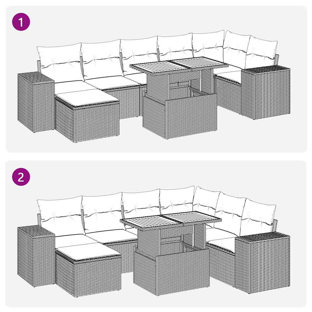 8-delige Loungeset met kussens poly rattan zwart is nu te koop bij PeponiXL, paradijselijk wonen!