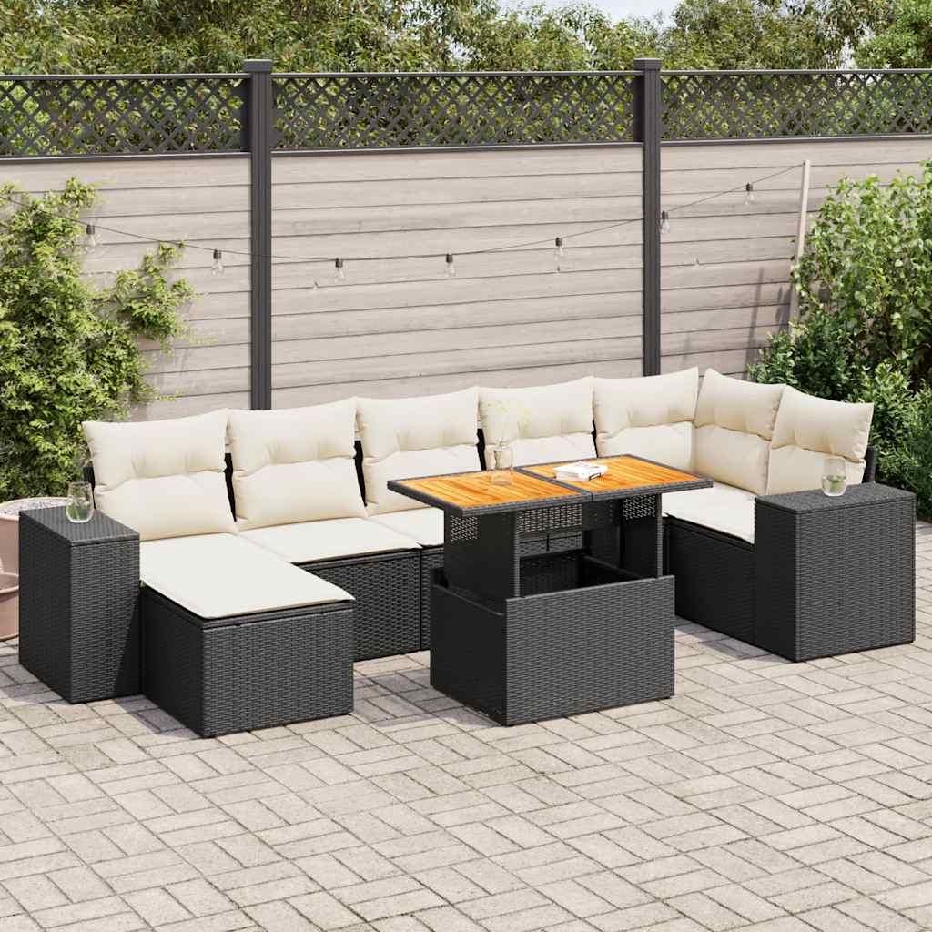 8-delige Loungeset met kussens poly rattan zwart is nu te koop bij PeponiXL, paradijselijk wonen!