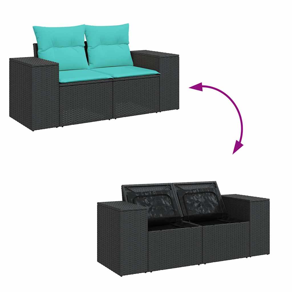 8-delige Loungeset met kussens poly rattan zwart is nu te koop bij PeponiXL, paradijselijk wonen!