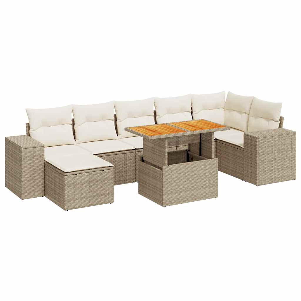 8-delige Loungeset met kussens poly rattan beige is nu te koop bij PeponiXL, paradijselijk wonen!