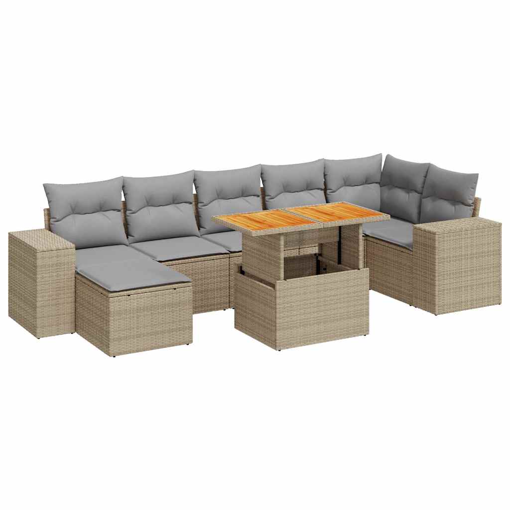 8-delige Loungeset met kussens poly rattan beige is nu te koop bij PeponiXL, paradijselijk wonen!