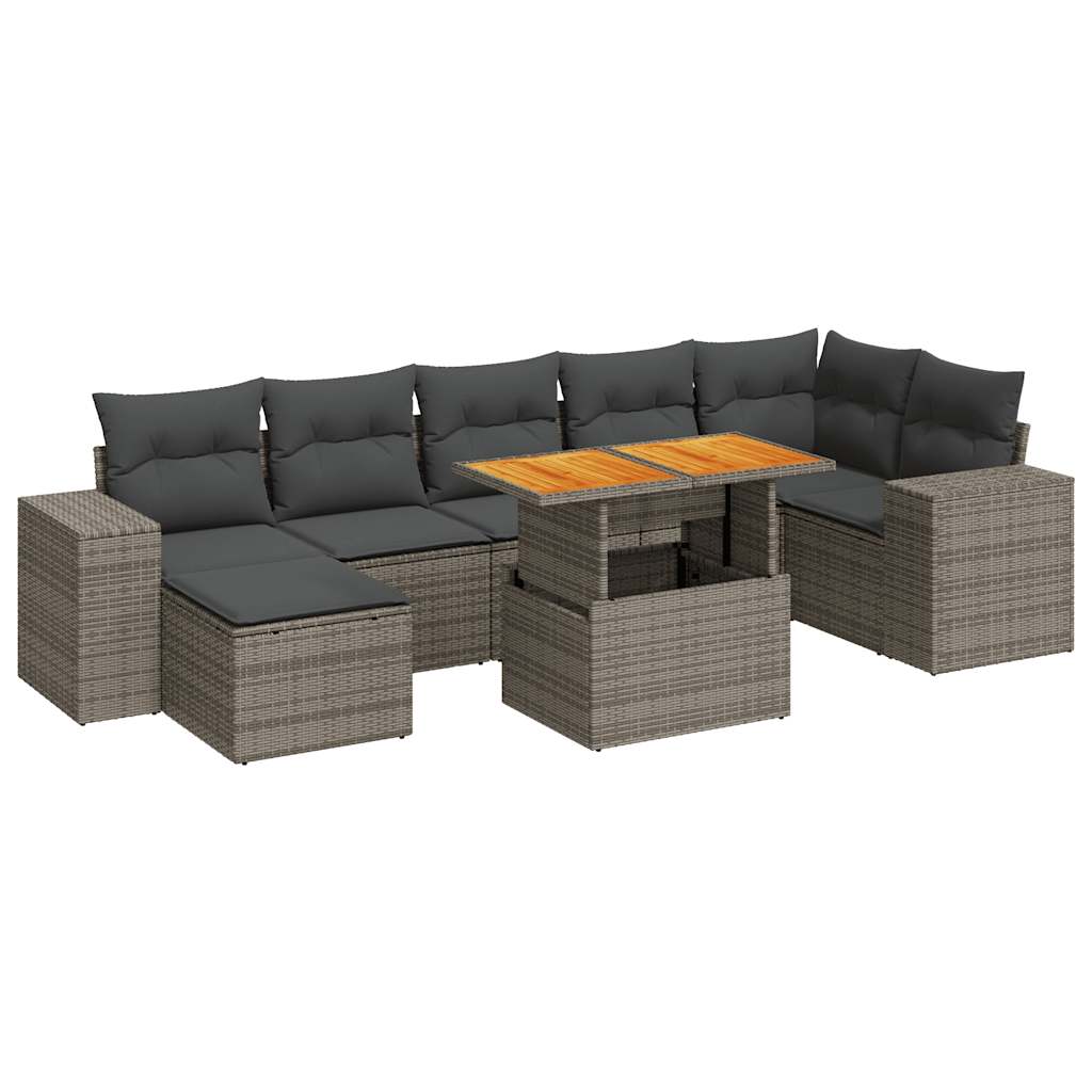 8-delige Loungeset met kussens poly rattan grijs is nu te koop bij PeponiXL, paradijselijk wonen!