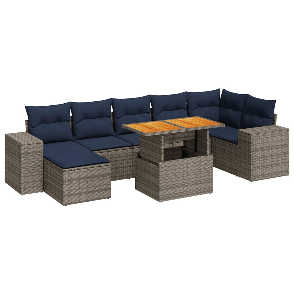 8-delige Loungeset met kussens poly rattan grijs is nu te koop bij PeponiXL, paradijselijk wonen!