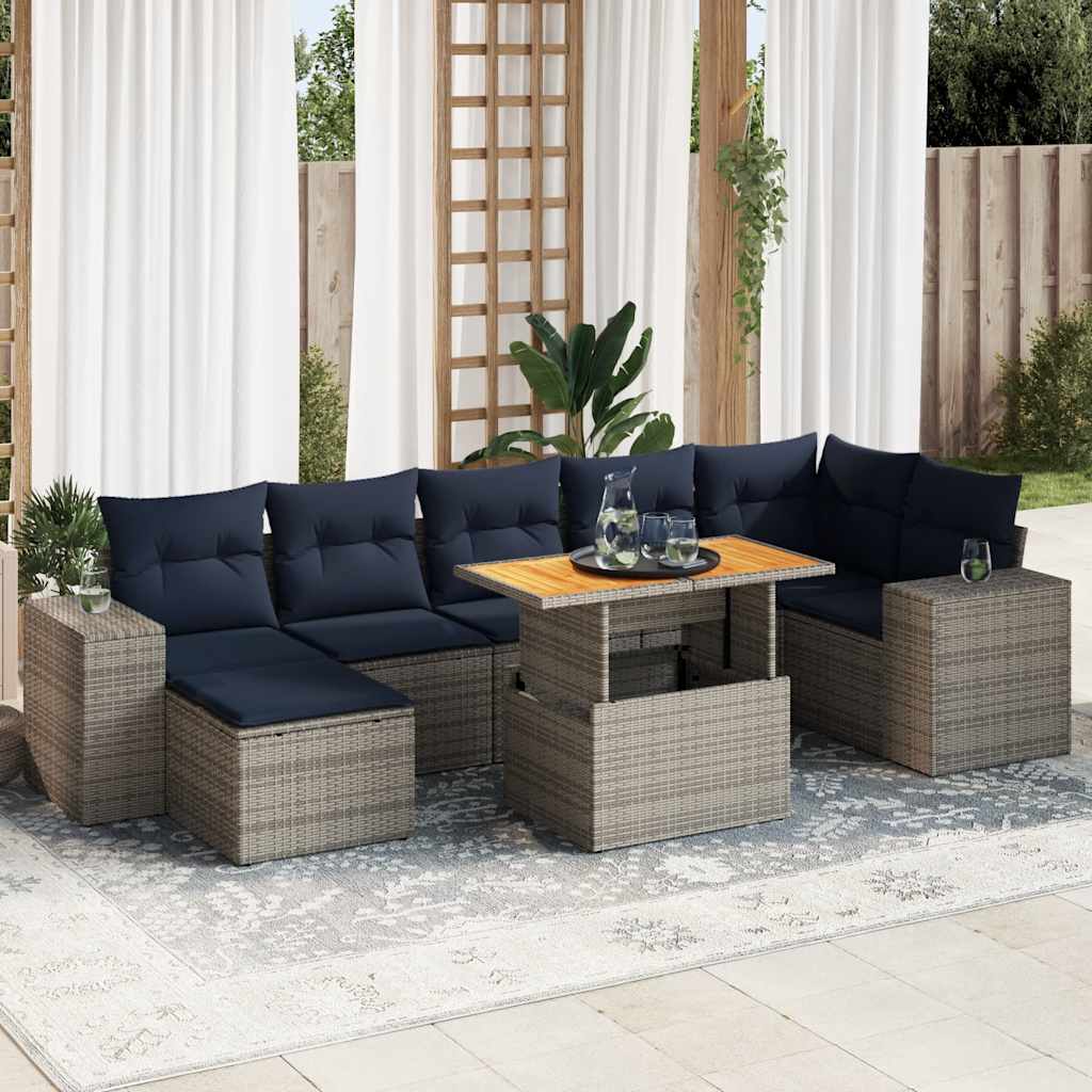 8-delige Loungeset met kussens poly rattan grijs is nu te koop bij PeponiXL, paradijselijk wonen!
