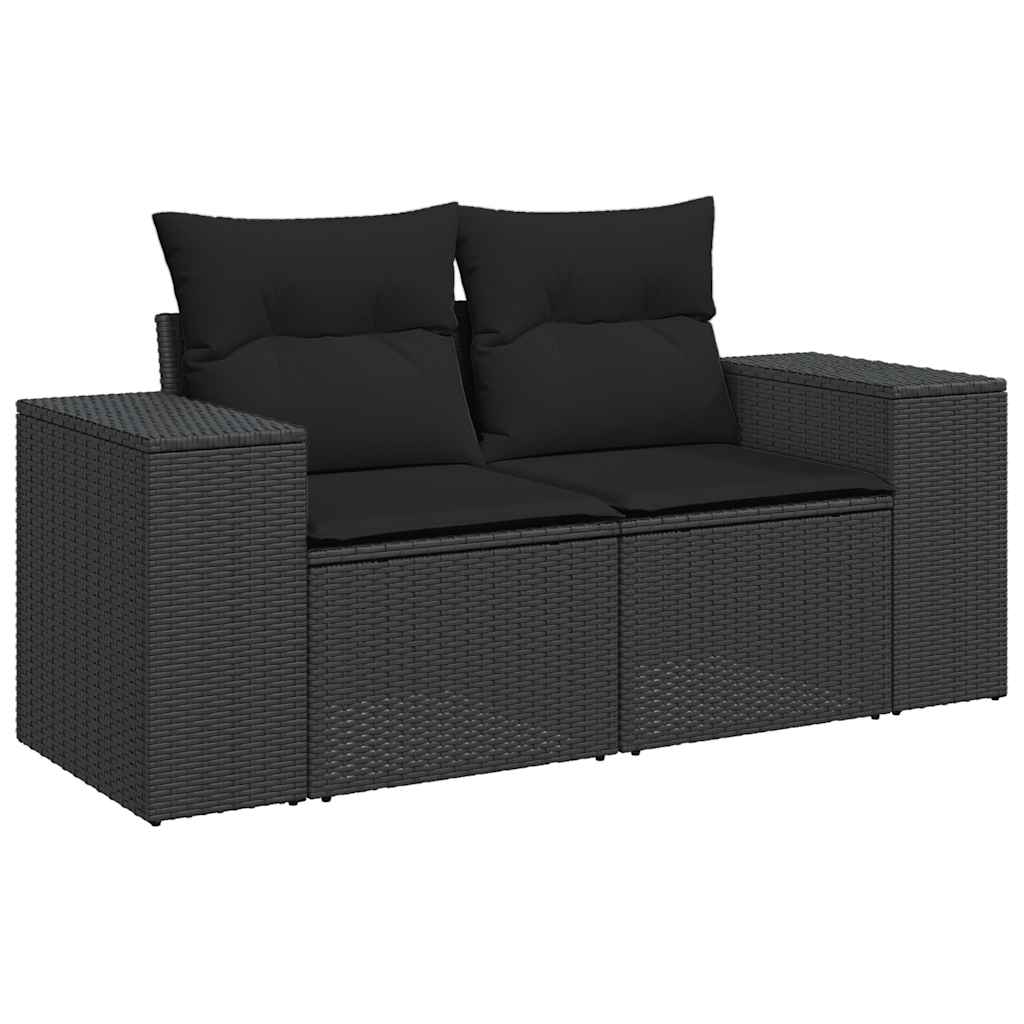 9-delige Loungeset met kussens poly rattan acacia zwart is nu te koop bij PeponiXL, paradijselijk wonen!