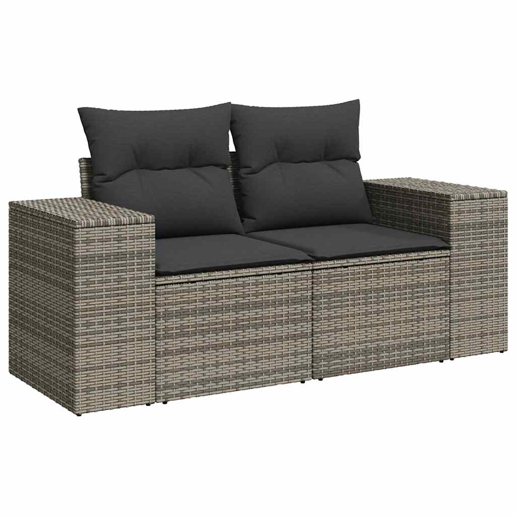10-delige Loungeset met kussens poly rattan acacia grijs is nu te koop bij PeponiXL, paradijselijk wonen!