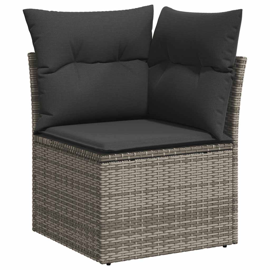 10-delige Loungeset met kussens poly rattan acacia grijs is nu te koop bij PeponiXL, paradijselijk wonen!