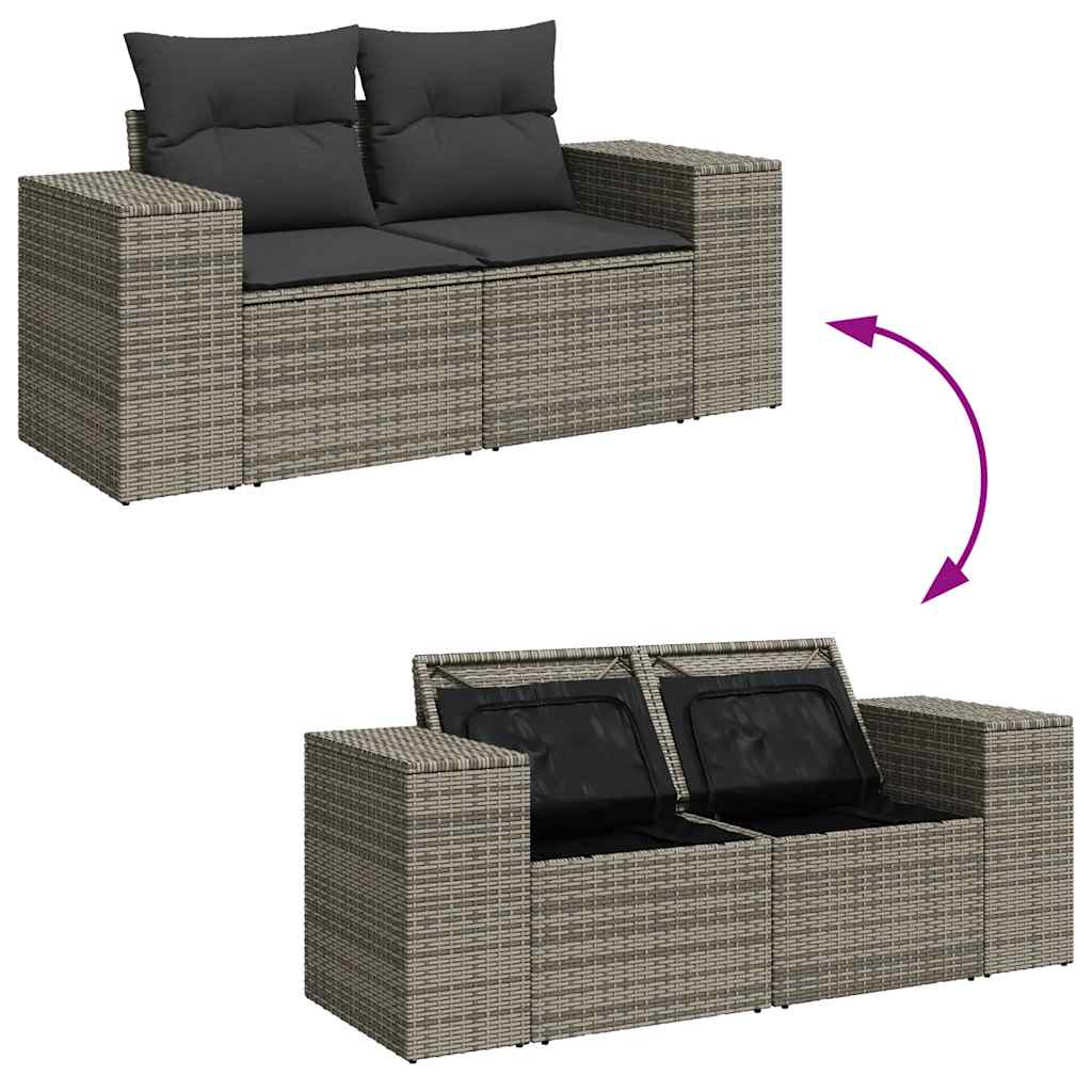 10-delige Loungeset met kussens poly rattan acacia grijs is nu te koop bij PeponiXL, paradijselijk wonen!
