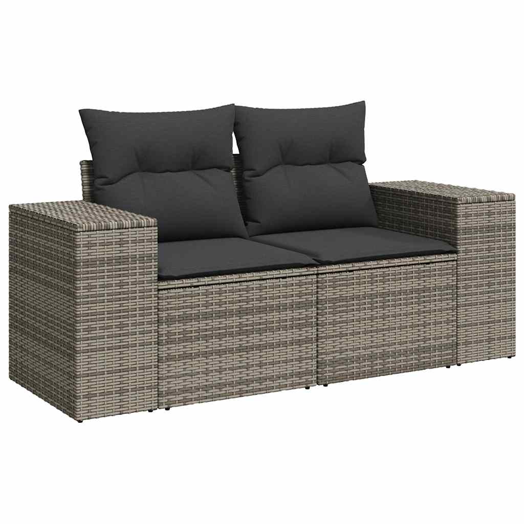 10-delige Loungeset met kussens poly rattan acacia grijs is nu te koop bij PeponiXL, paradijselijk wonen!