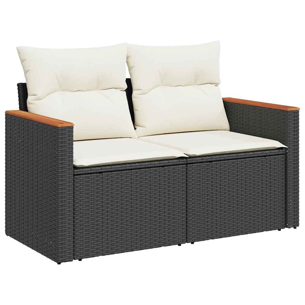 5-delige Loungeset met kussens poly rattan acacia zwart is nu te koop bij PeponiXL, paradijselijk wonen!