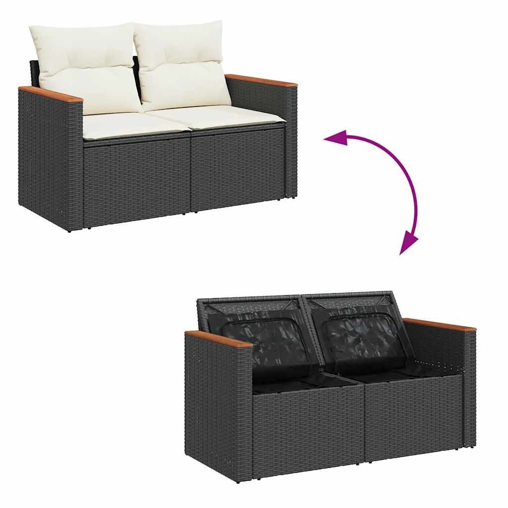 5-delige Loungeset met kussens poly rattan acacia zwart is nu te koop bij PeponiXL, paradijselijk wonen!