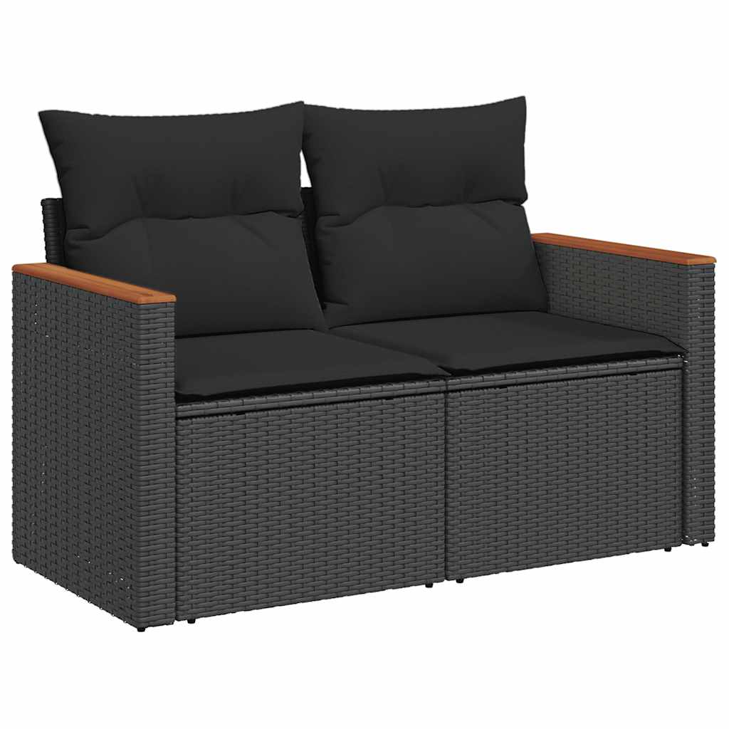 6-delige Loungeset met kussens poly rattan acacia zwart is nu te koop bij PeponiXL, paradijselijk wonen!