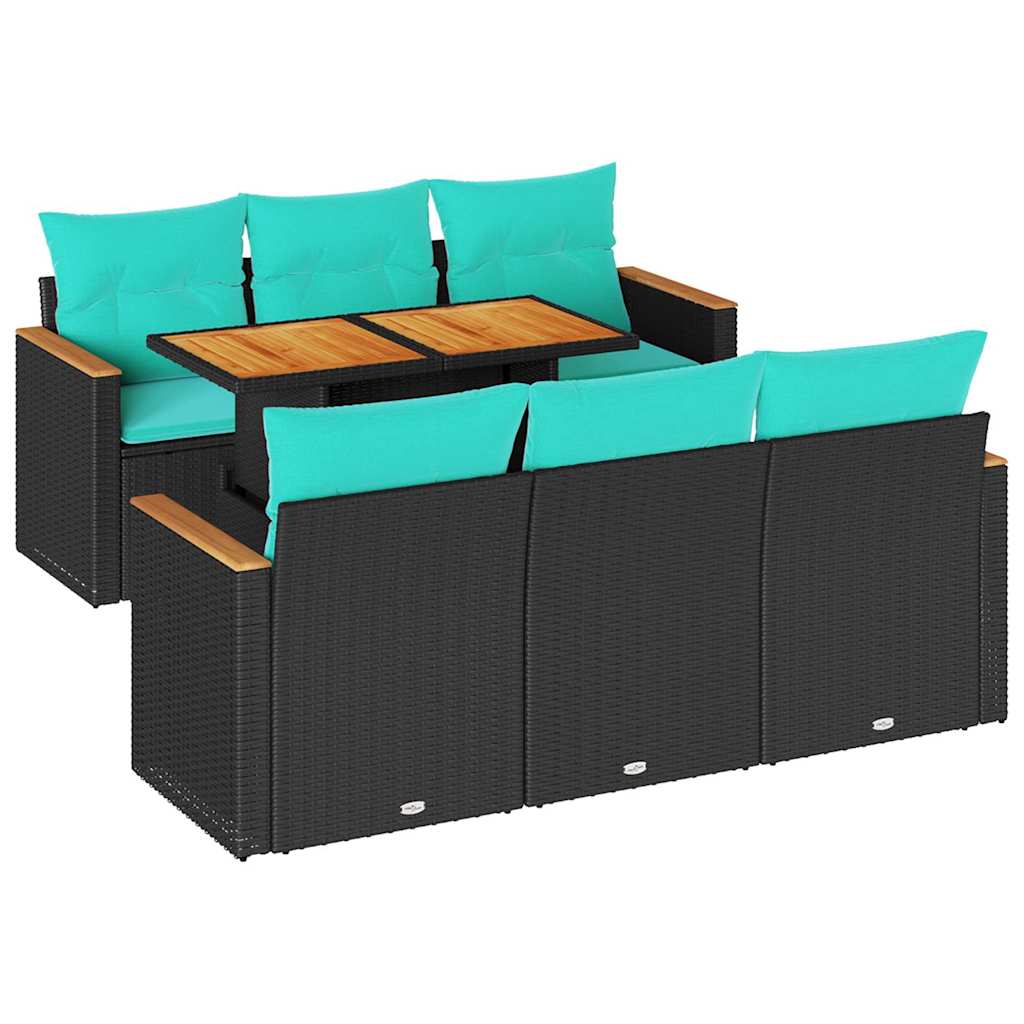 7-delige Loungeset met kussens poly rattan zwart is nu te koop bij PeponiXL, paradijselijk wonen!