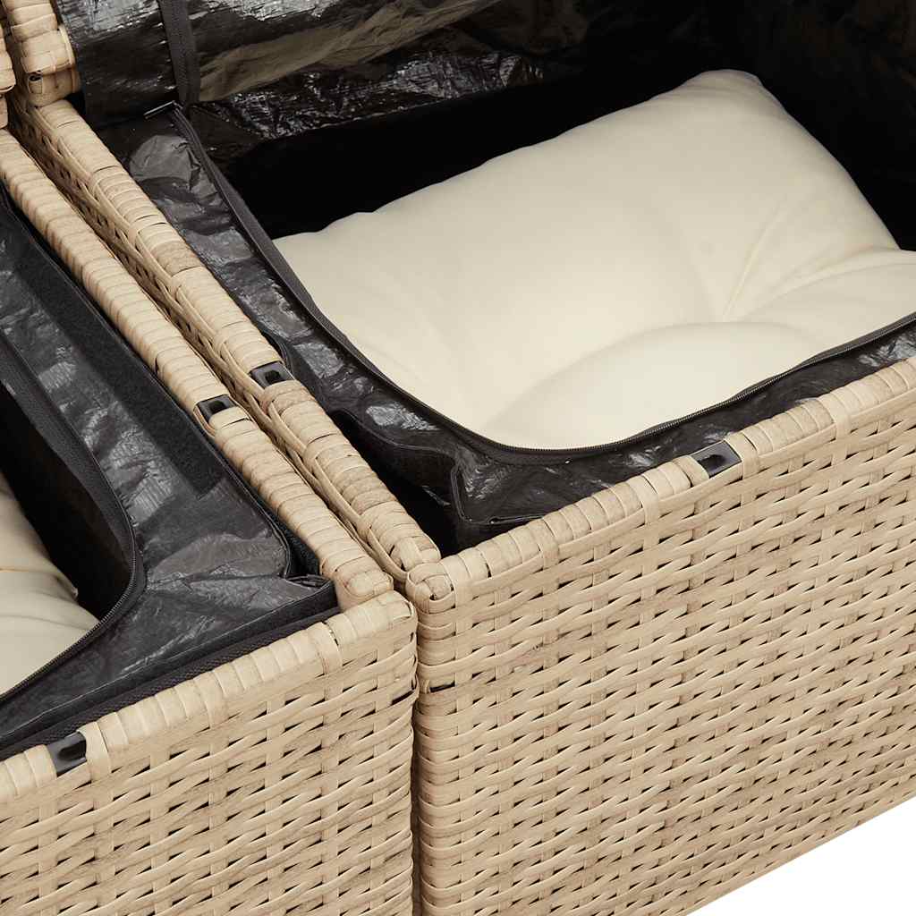 7-delige Loungeset met kussens poly rattan acacia beige is nu te koop bij PeponiXL, paradijselijk wonen!