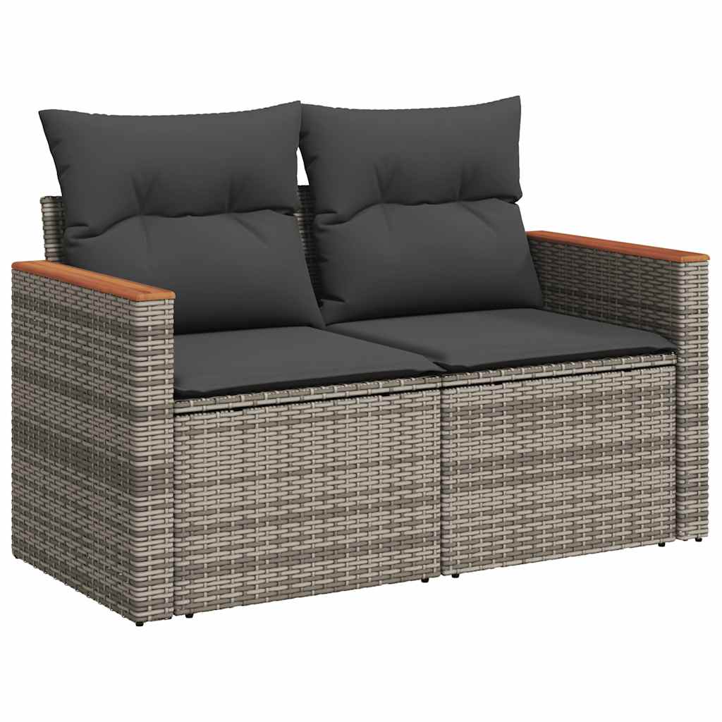 7-delige Loungeset met kussens poly rattan acacia grijs is nu te koop bij PeponiXL, paradijselijk wonen!