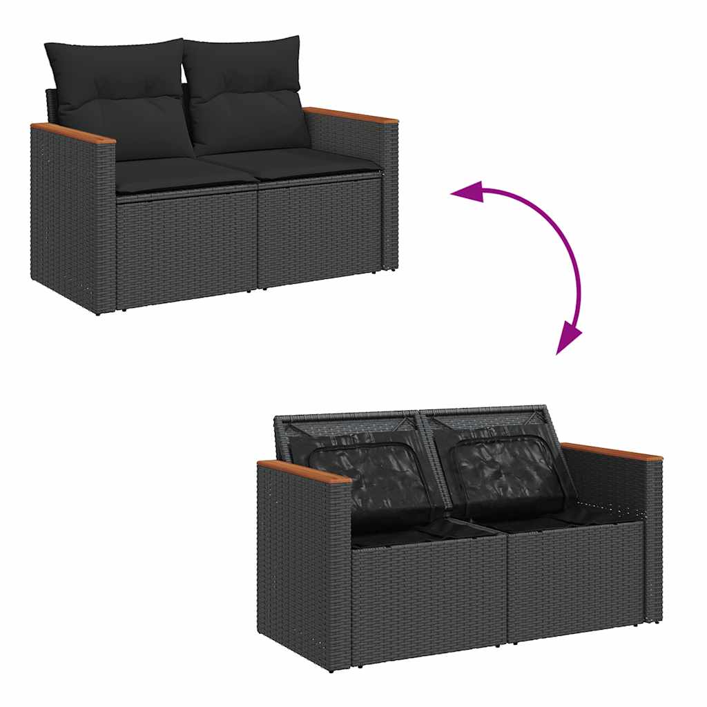 6-delige Loungeset met kussens poly rattan acacia zwart is nu te koop bij PeponiXL, paradijselijk wonen!