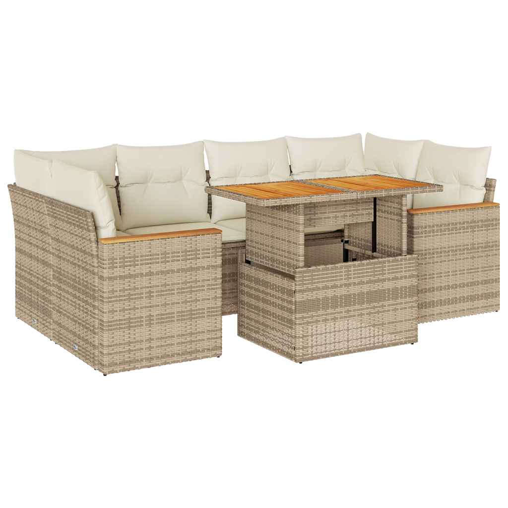 6-delige Loungeset met kussens poly rattan acacia beige is nu te koop bij PeponiXL, paradijselijk wonen!