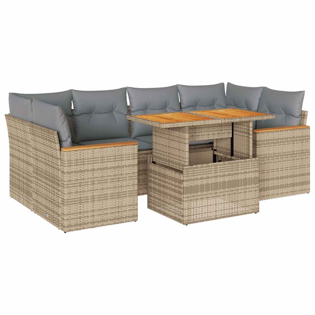 6-delige Loungeset met kussens poly rattan acacia beige is nu te koop bij PeponiXL, paradijselijk wonen!