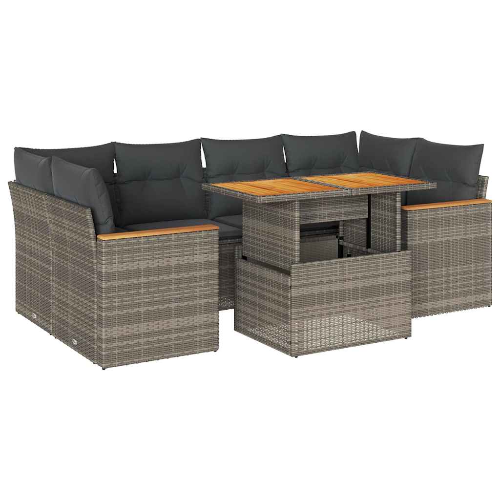 6-delige Loungeset met kussens poly rattan acacia grijs is nu te koop bij PeponiXL, paradijselijk wonen!